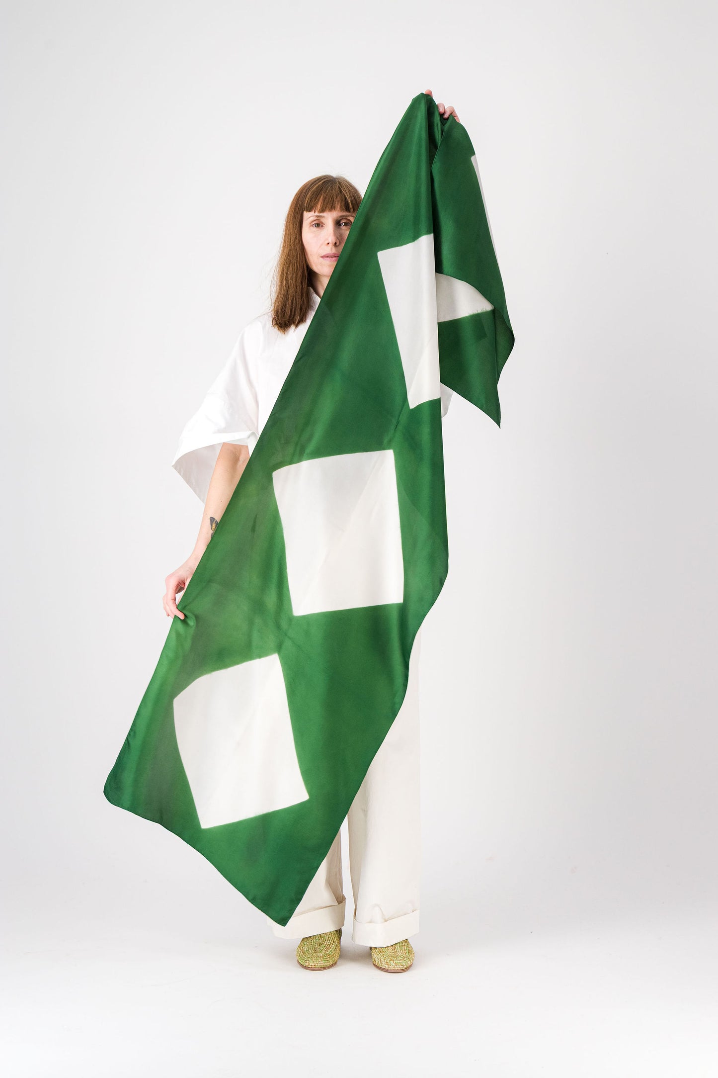 Origami - Silk Stole GREEN 422 & AZUR 32
