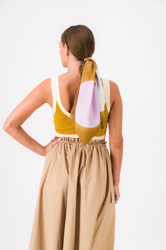 PILE - SILK BANDANA LILAC & GOLD
