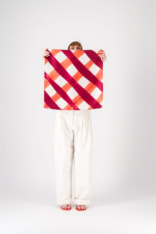 PIQUE-NIQUE - Silk bandana KYOTO RED 27 & CORAL 131