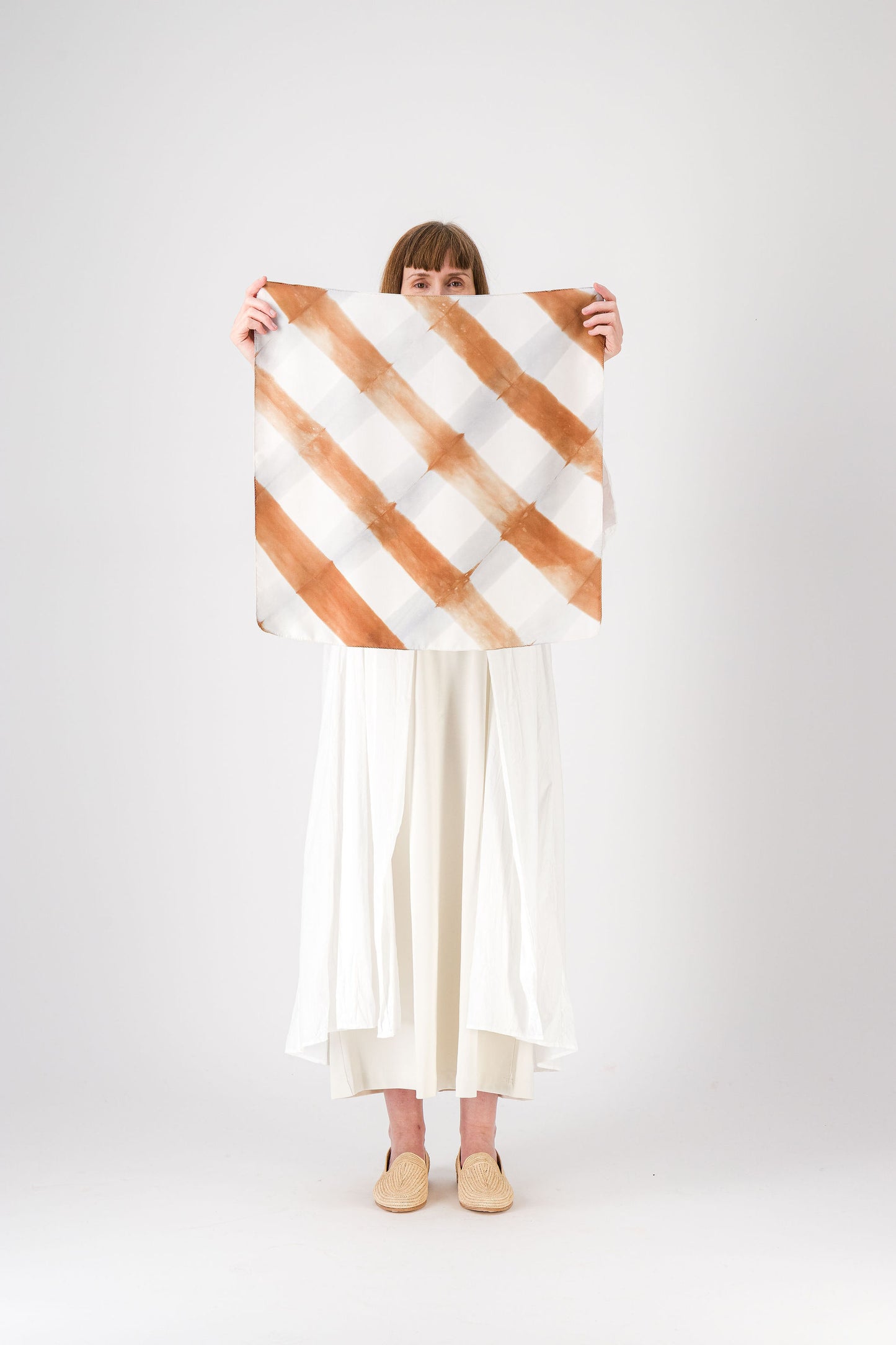 PIQUE-NIQUE - Silk bandana CHESTNUT 112 & AZUR 32