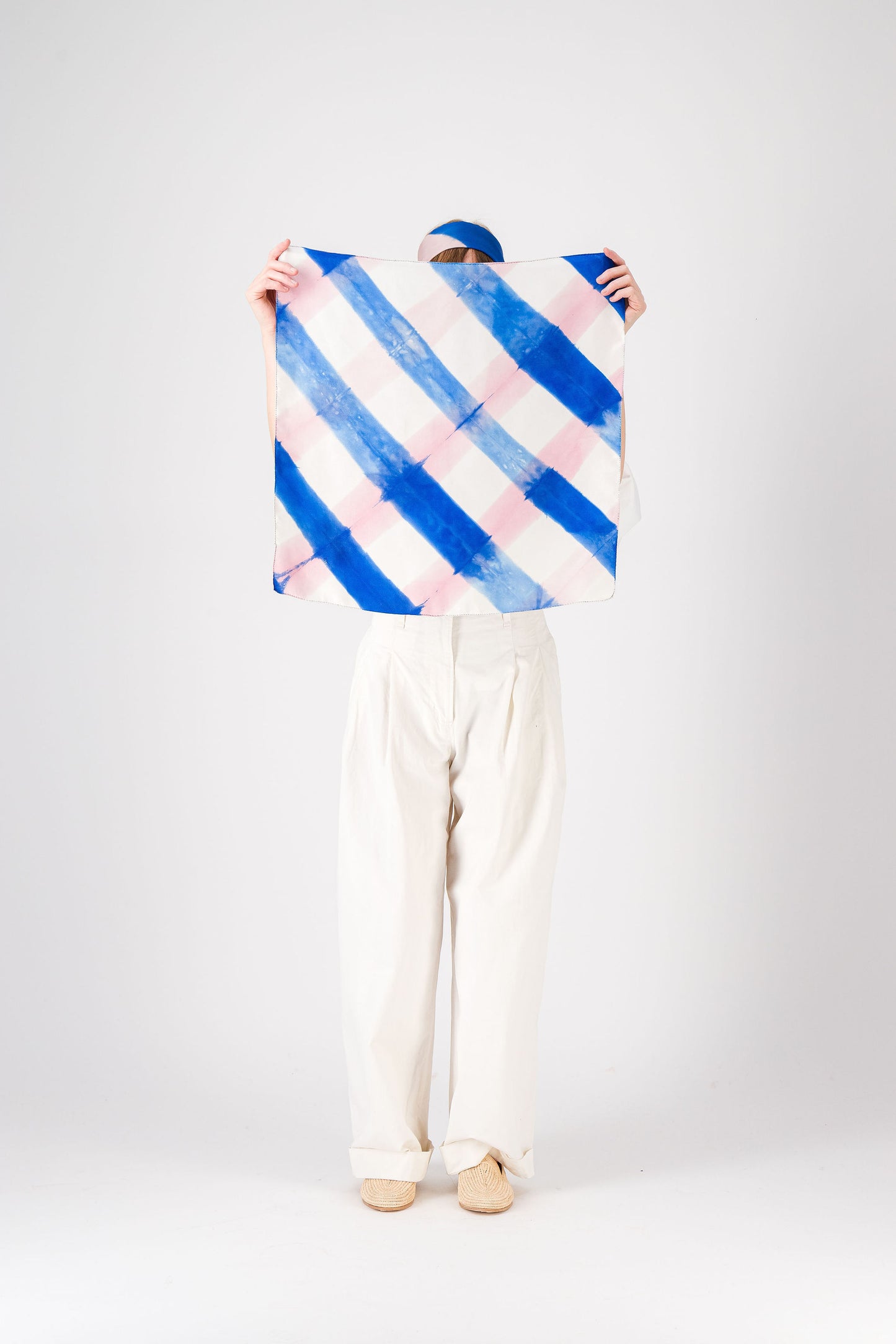 PIQUE-NIQUE - Silk bandana BLUE 89 & PINK 216