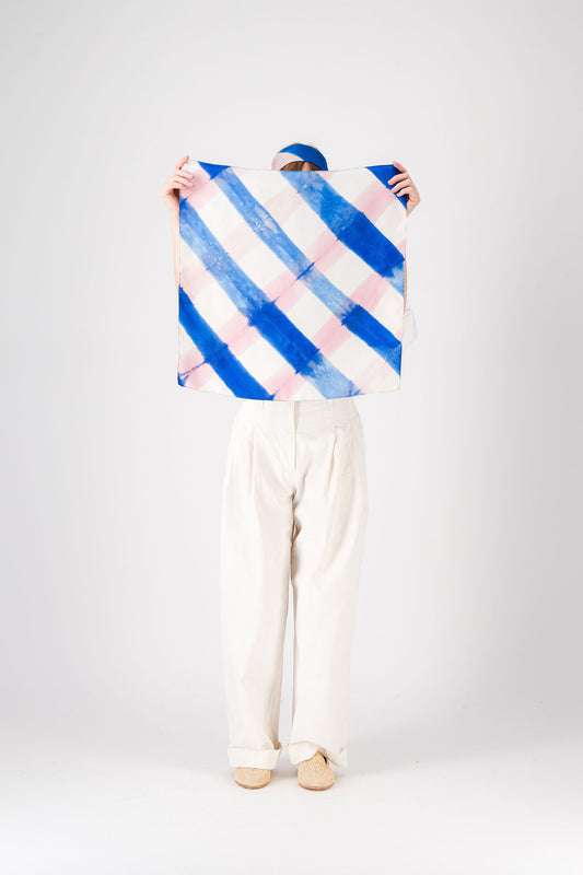 PIQUE-NIQUE - Silk bandana BLUE 89 & PINK 216