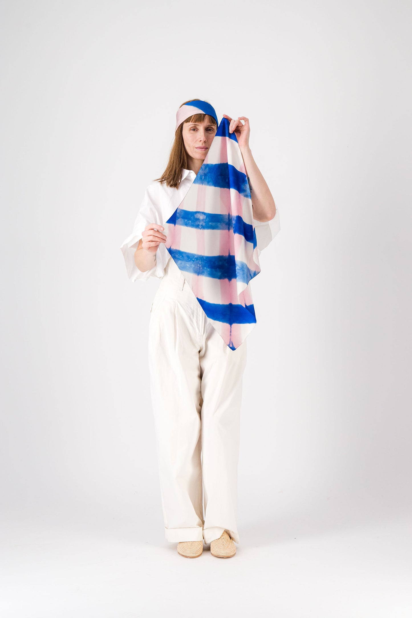 PIQUE-NIQUE - Silk bandana BLUE 89 & PINK 216