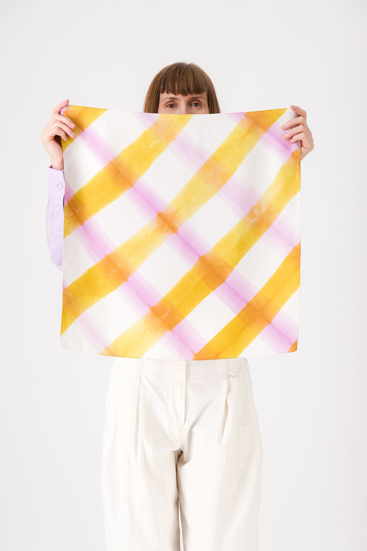 PIQUE-NIQUE - Silk bandana ANIS 223 & LILAC 37