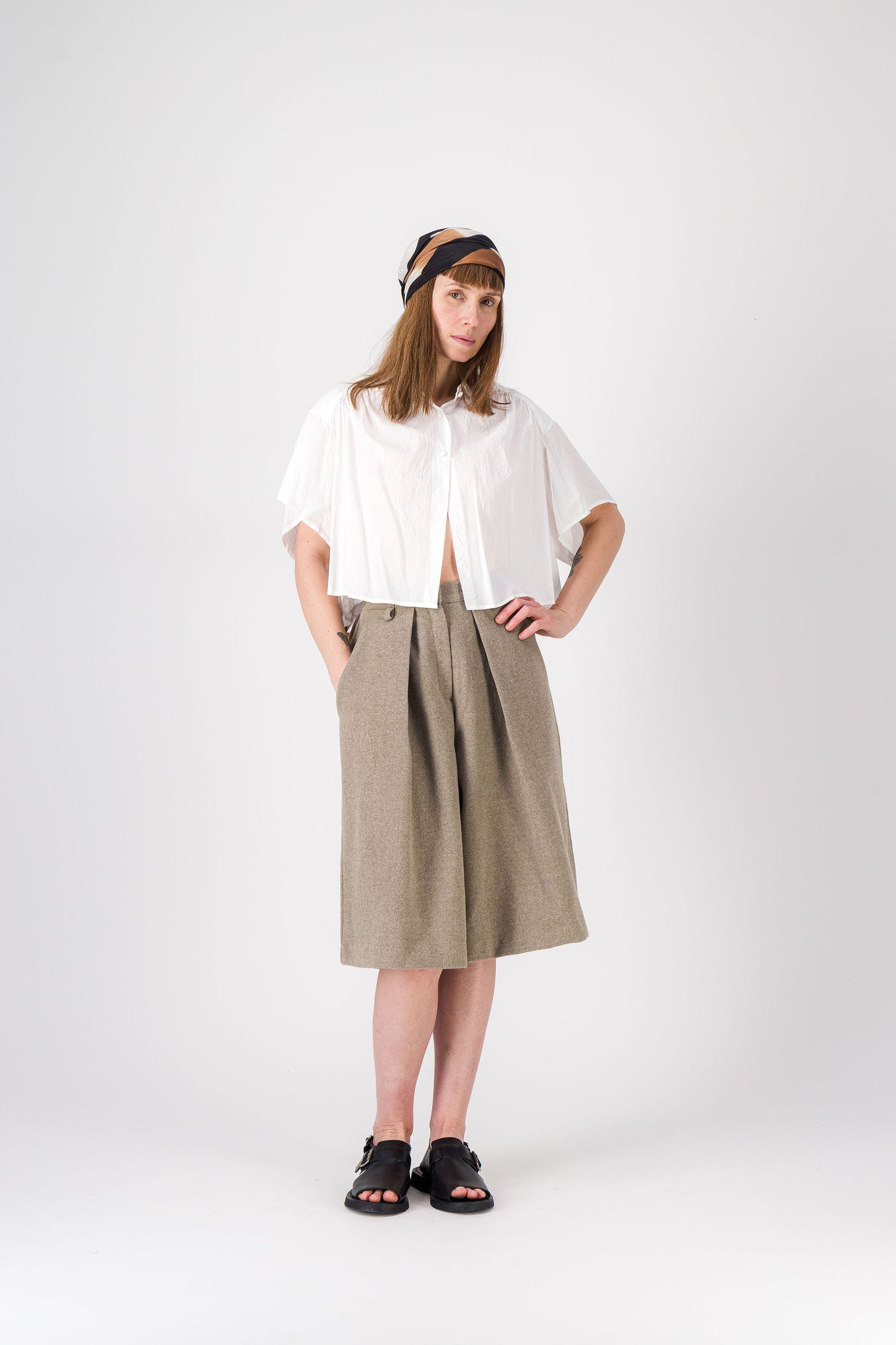 Rayures - Silk Scarf BEIGE & BLACK