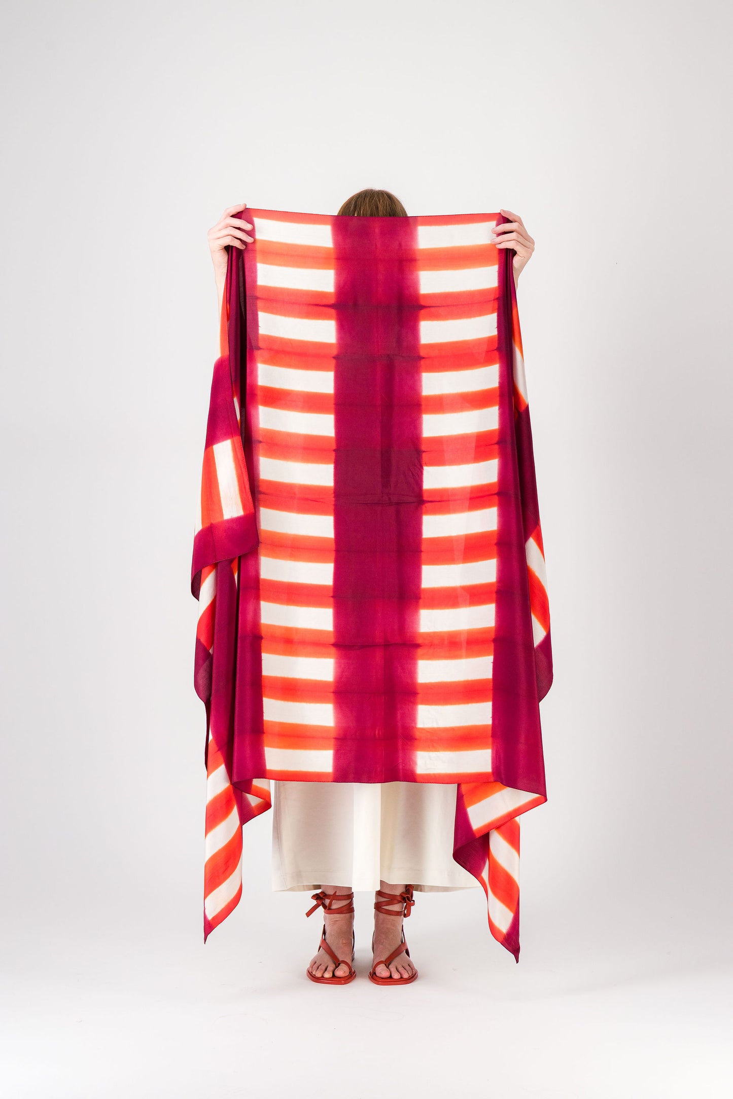 Rayures - Silk Scarf Kyoto red and coral