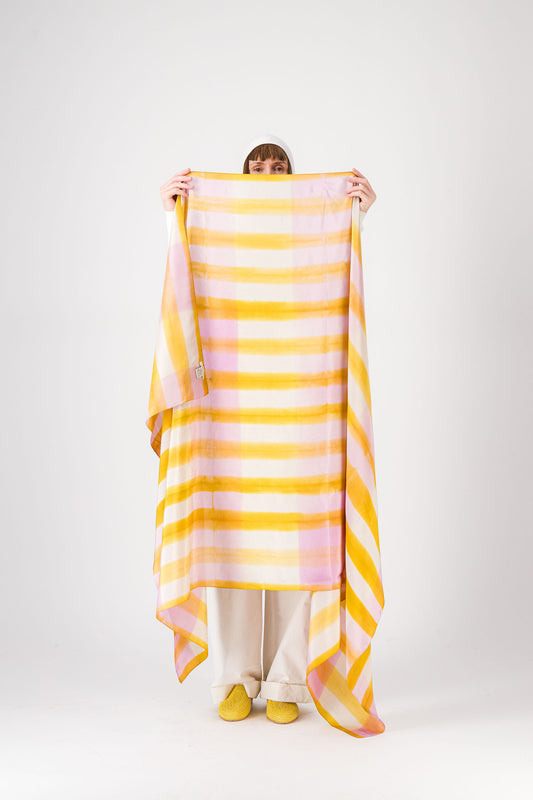 Rayures - Silk Scarf Anis & lilac