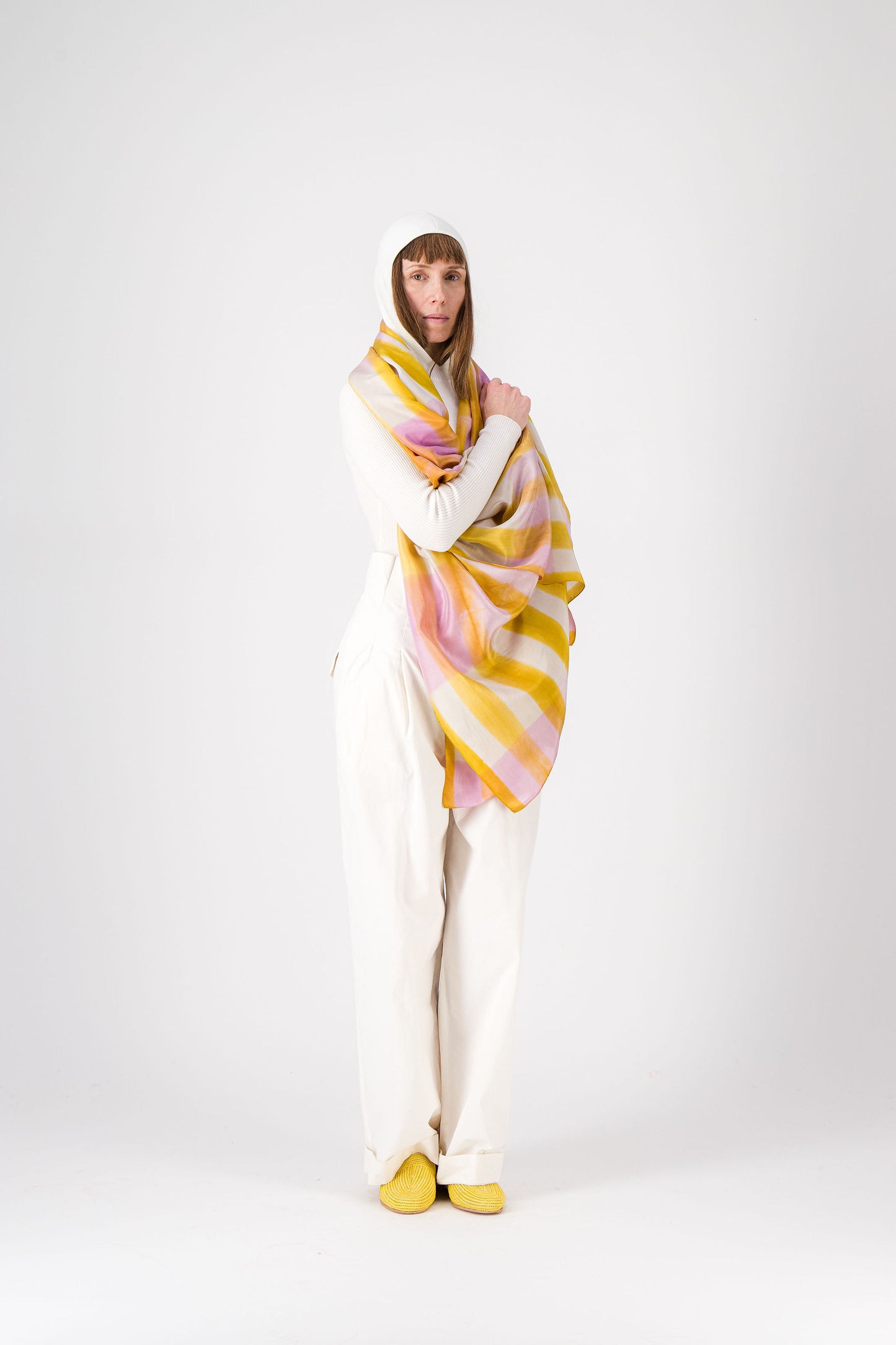 Rayures - Silk Scarf Anis & lilac