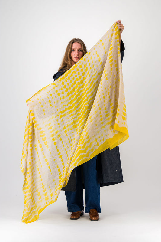 RIVE - shibori cashmere shawl YELLOW