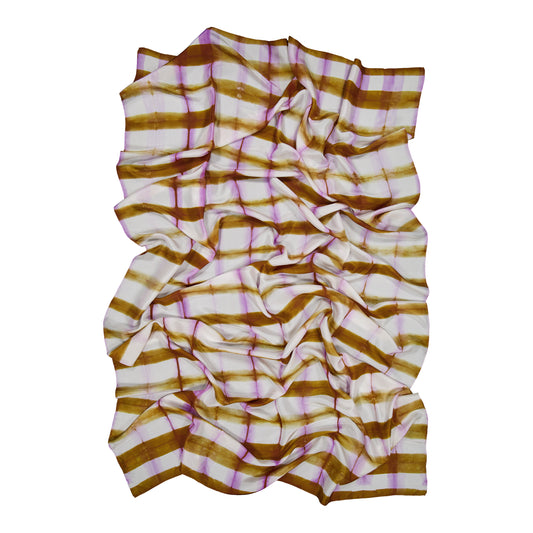 SINOPLE - SILK SCARF LILAC & GOLD