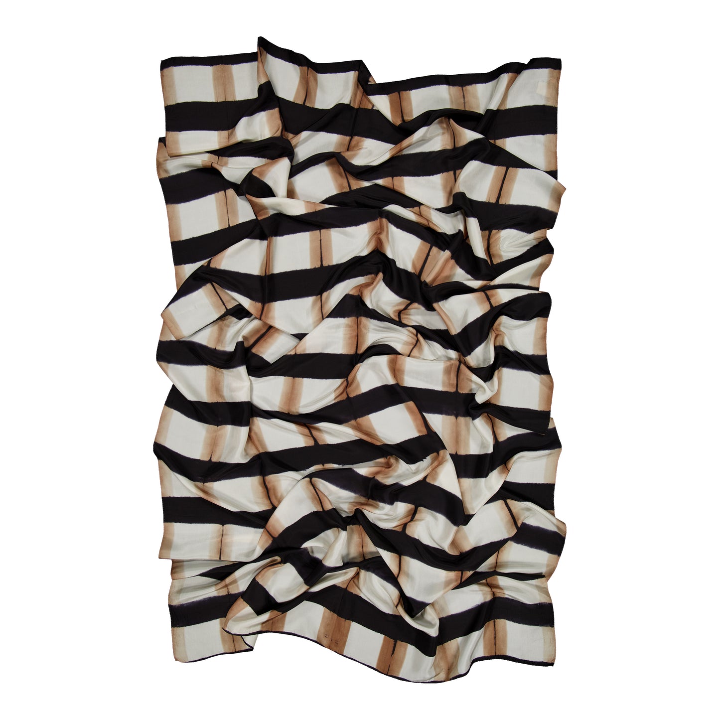 SINOPLE - SILK SCARF BLACK & KRAFT