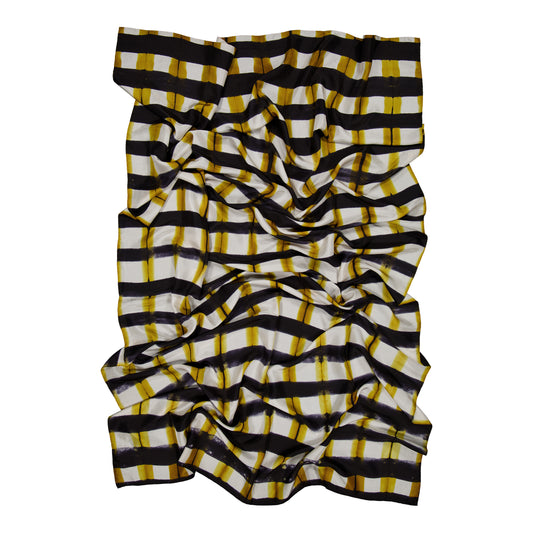 SINOPLE - SILK SCARF BLACK & GOLD