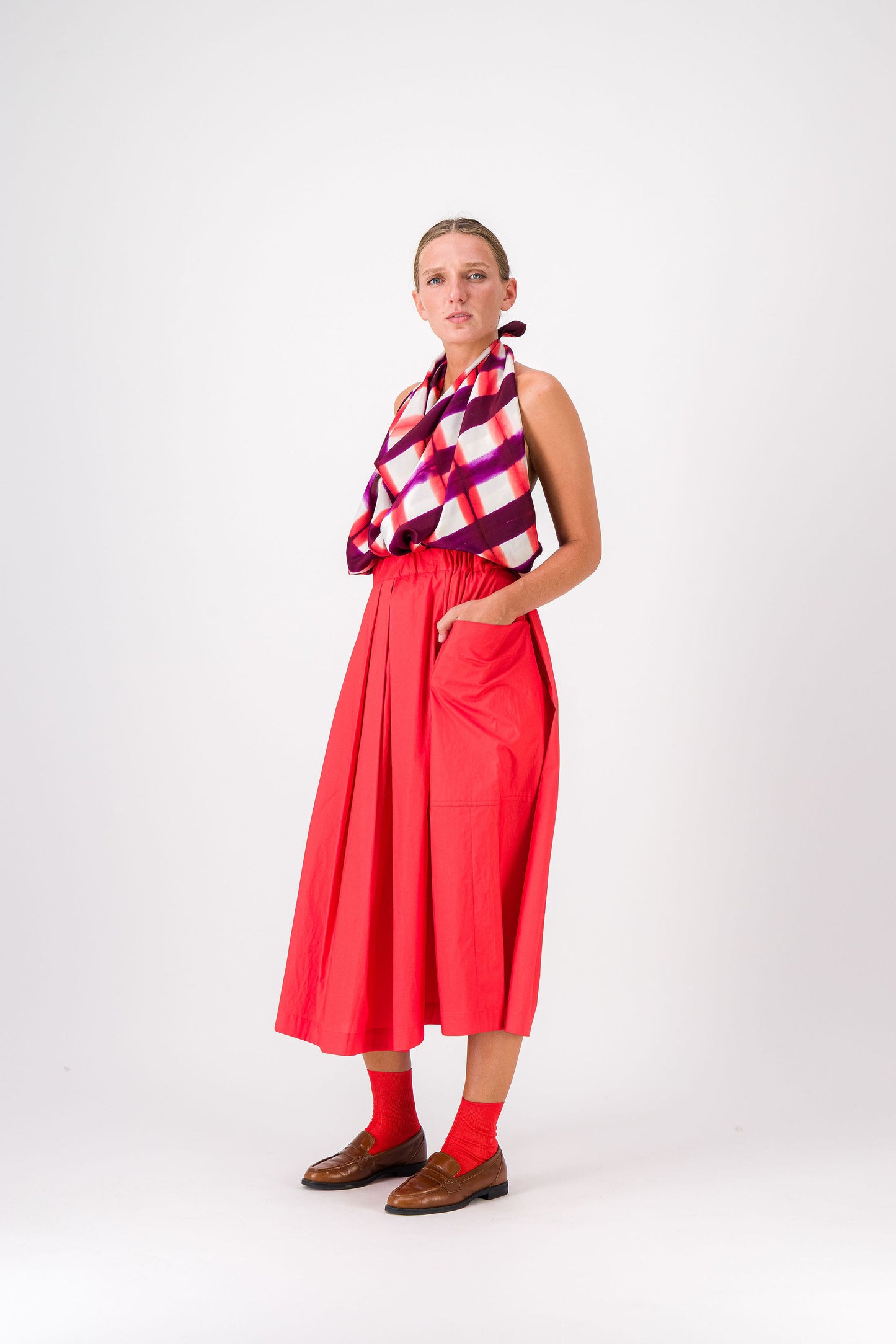 SINOPLE - SILK SCARF CASSIS & CHILLY