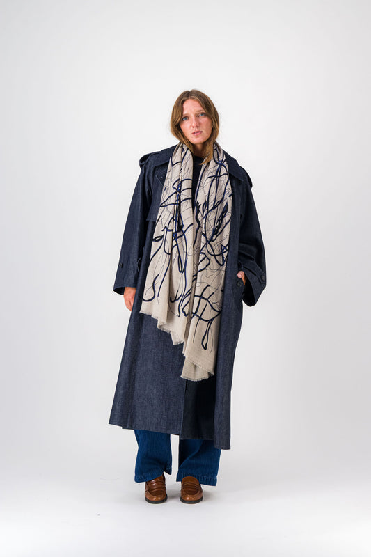 SPLASH - MERINO SCARF NAVY BLUE