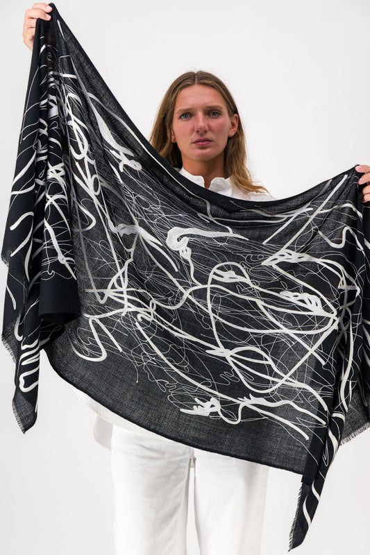SPLASH - MERINO SCARF BLACK