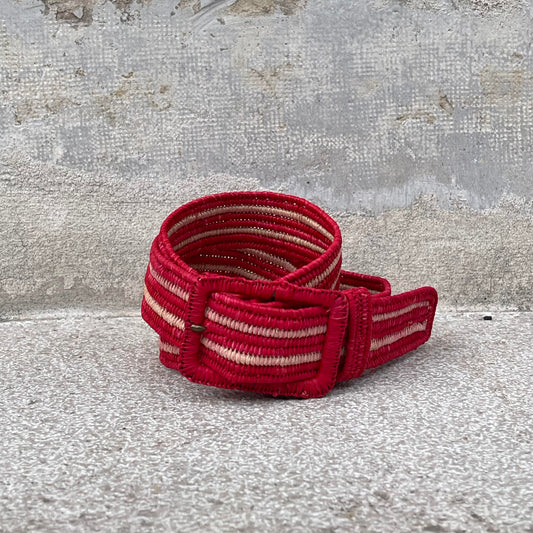 NAUTIC - raphia belt RED