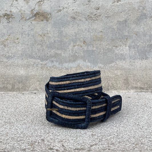 NAUTIC - raphia belt NAVY BLUE