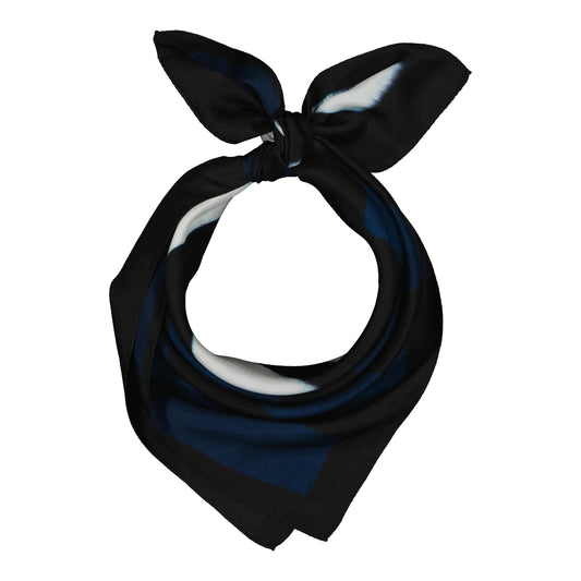 AILLEURS - silk bandana CUMULUS BLUE & BLACK