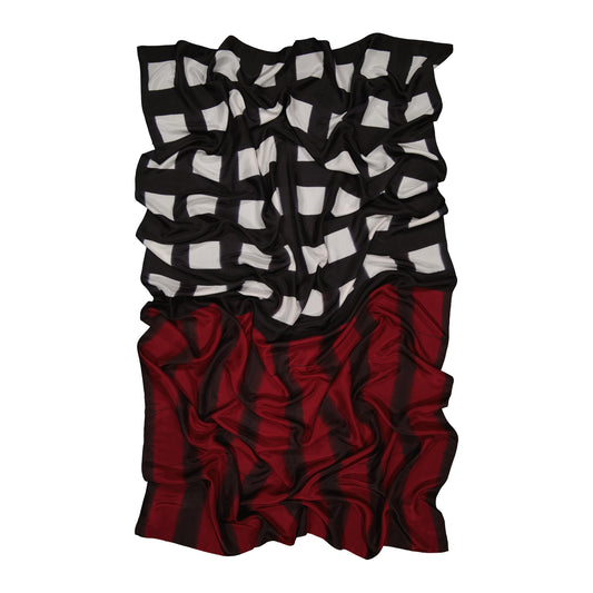 Chance - silk scarf GARNET & BLACK