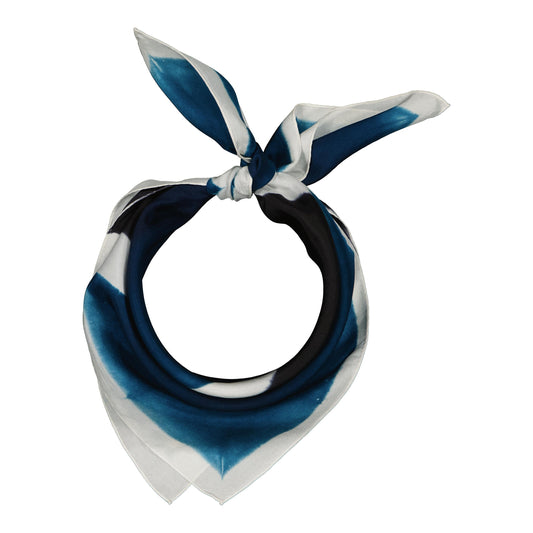 CIEL - silk bandana CUMULUS BLUE & BLACK