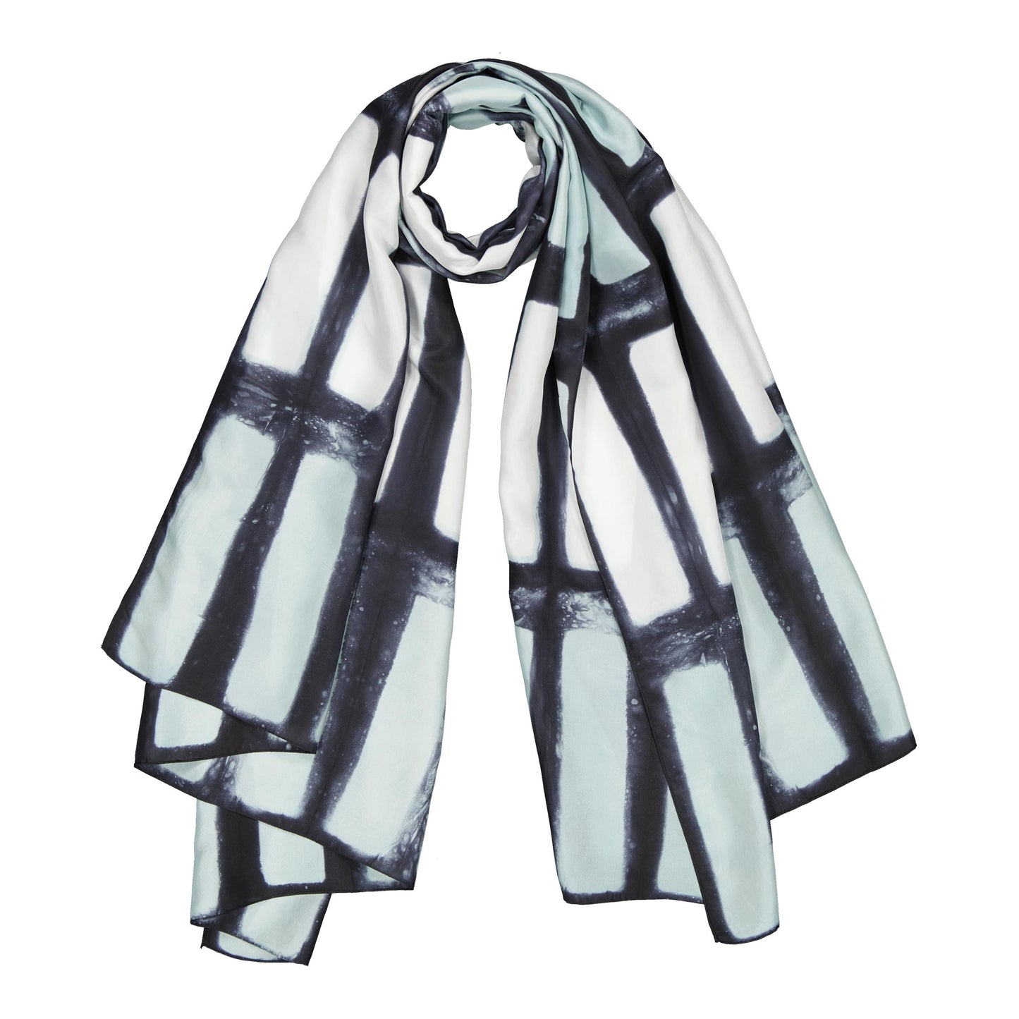 ENSEMBLE - silk scarf MINERAL GREY & BLACK