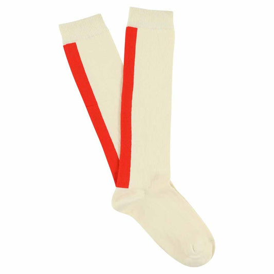 CHAUSSETTES ESCUYER - KNEE HIGH SOCKS ECRU & ORANGE
