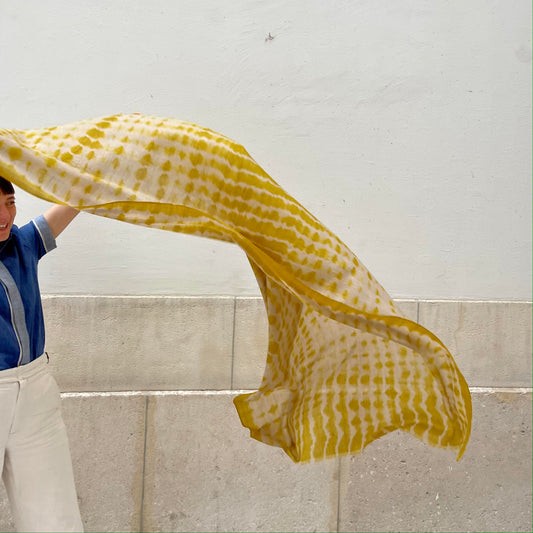 RIVE - shibori cashmere shawl YELLOW