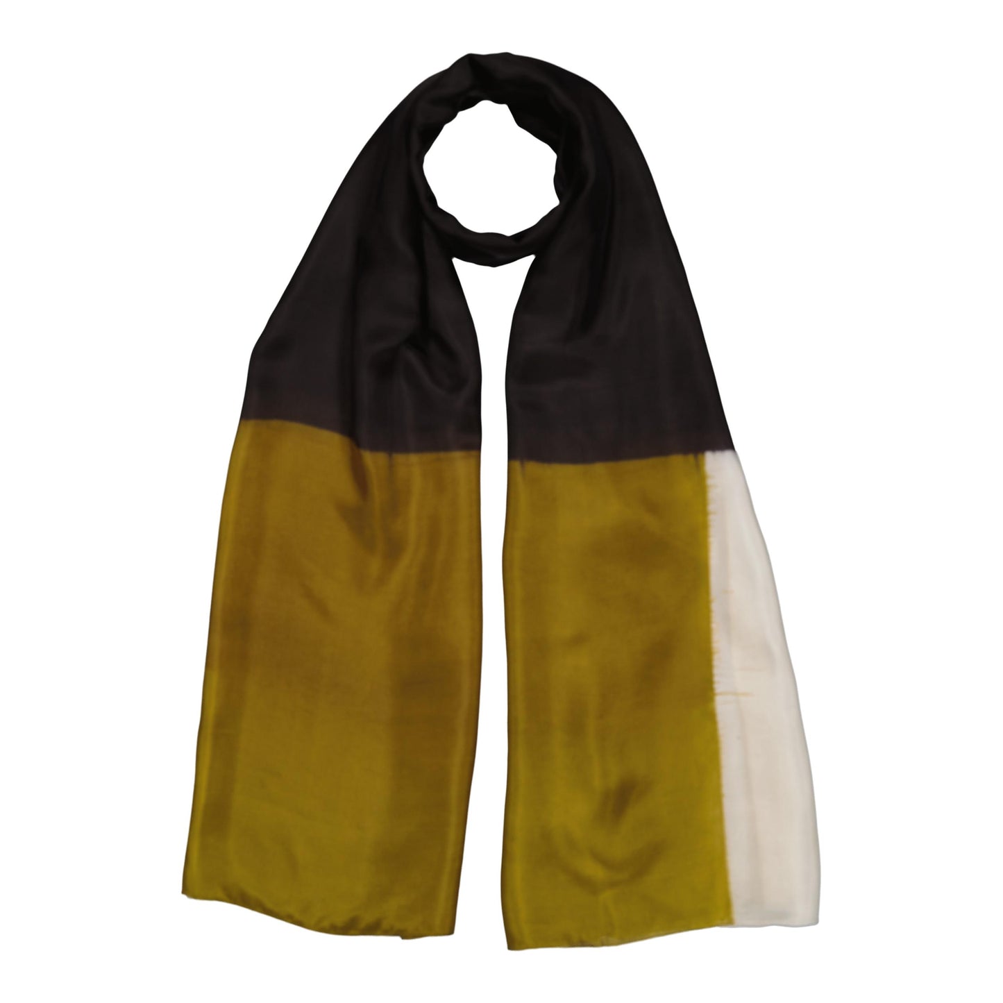 MINIMAL - silk scarf MOSS GREEN & BLACK