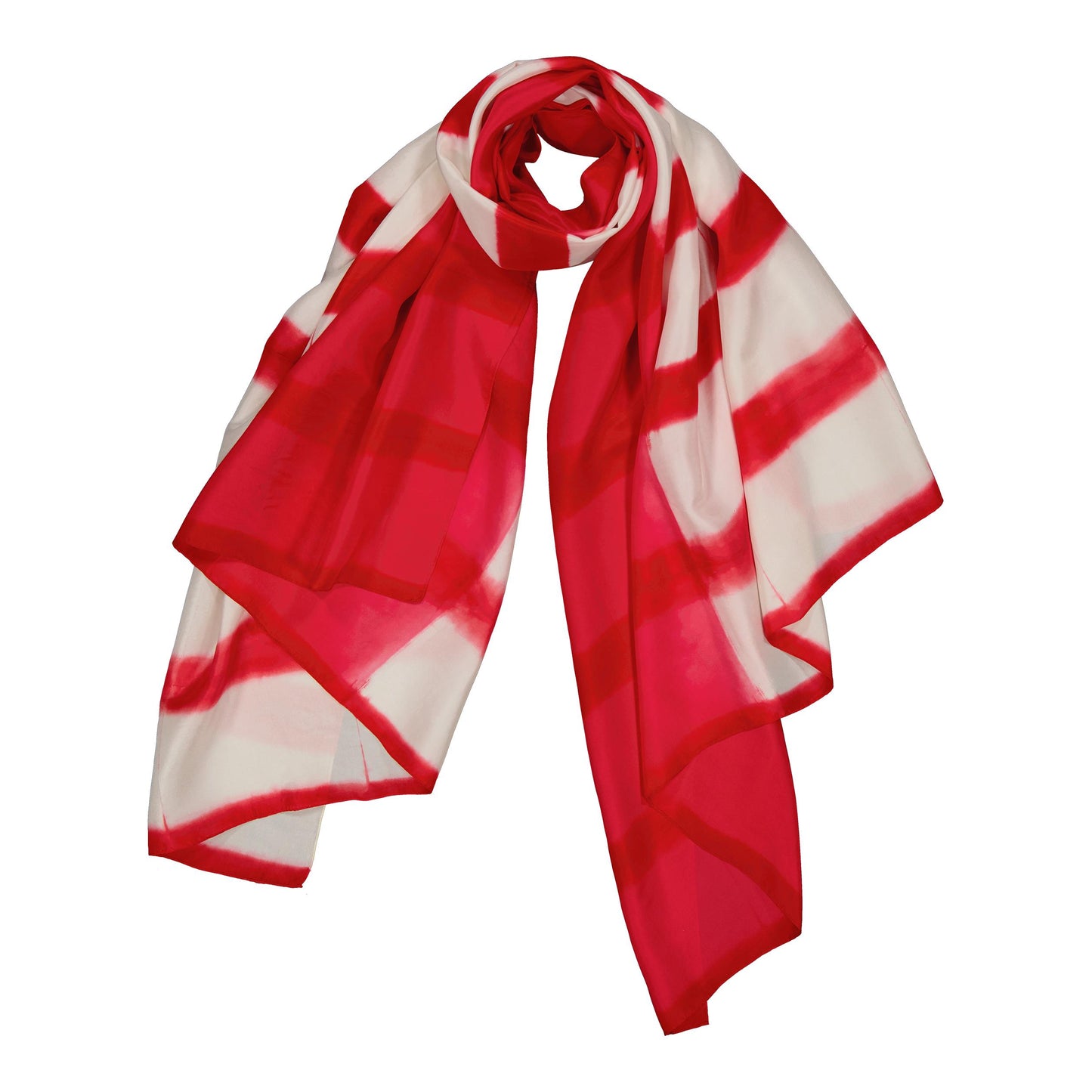ITHAQUE - silk scarf NEON PINK & POPPY RED