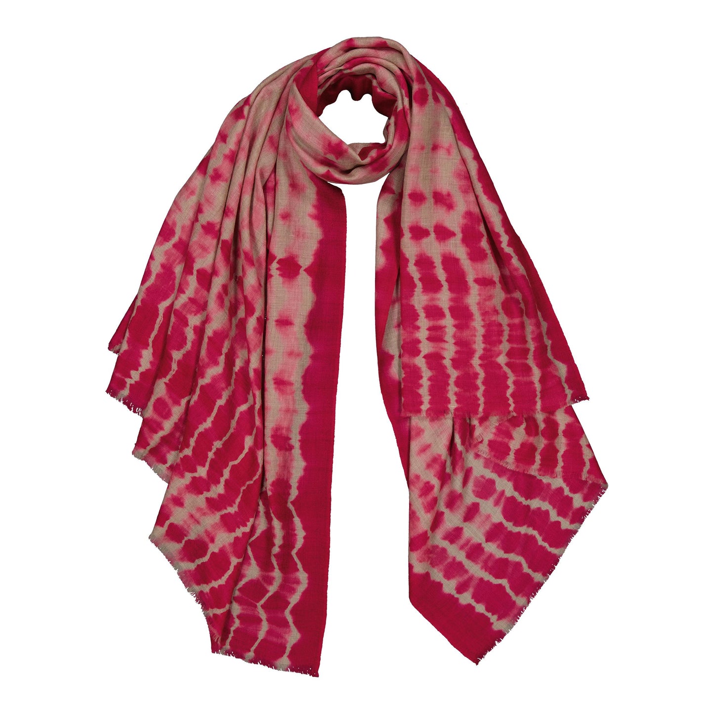 RIVE - shibori cashmere shawl NEON PINK