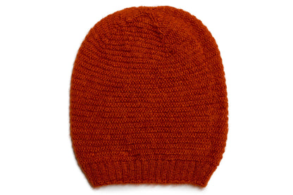 Bonnet en mohair et soie couleur terracotta