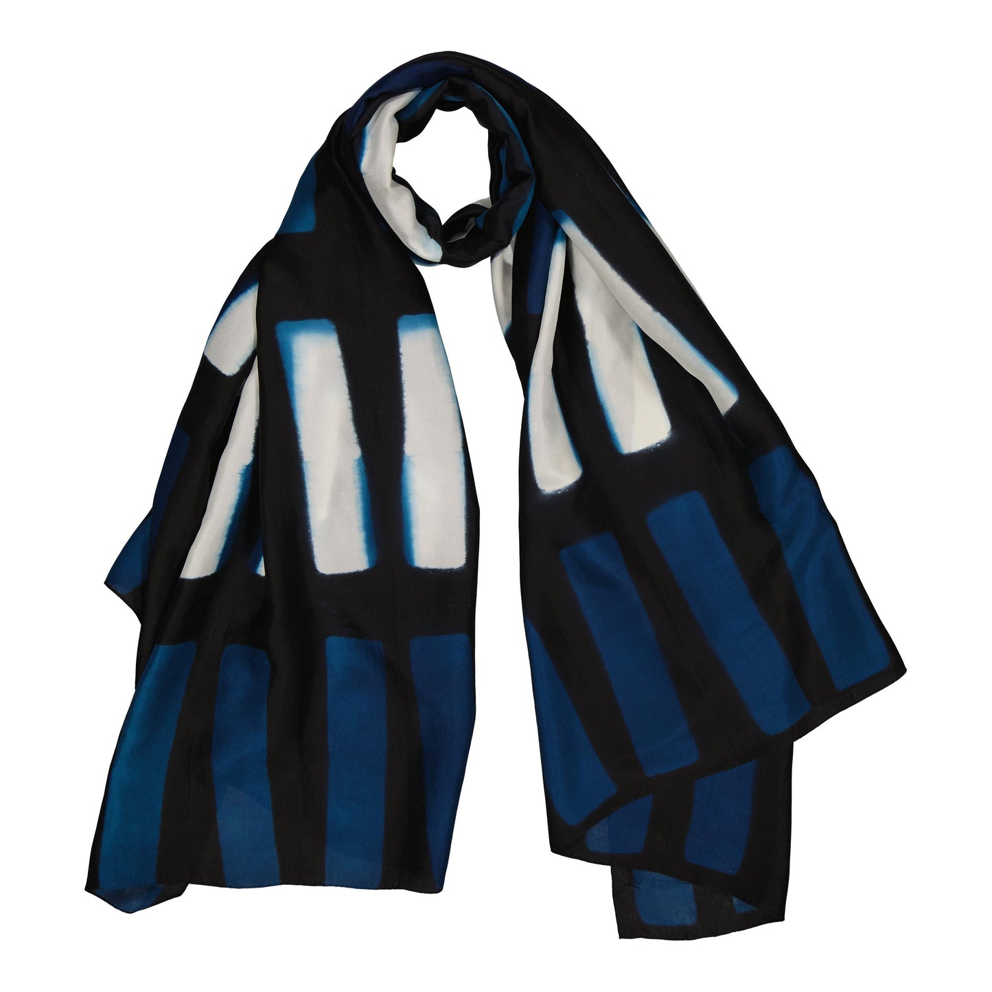 ENSEMBLE - silk scarf CUMULUS BLUE & BLACK