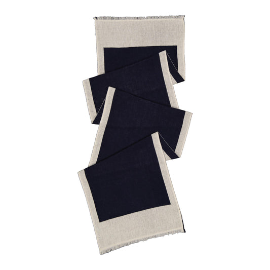 EPURE - double sided merino stole NAVY BLUE & ECRU