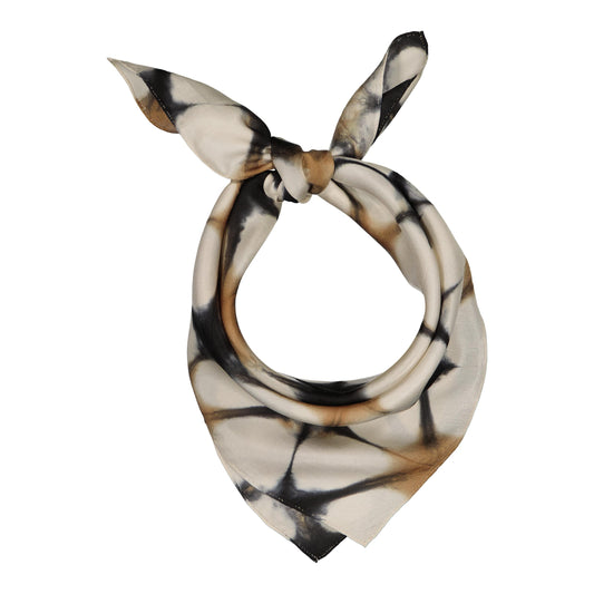 HAWAI - silk bandana BEIGE & BLACK