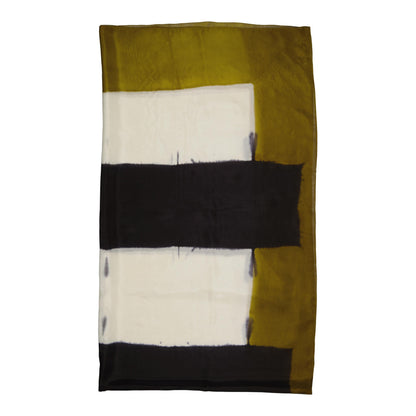 LIGNES - silk scarf MOSS GREEN & BLACK