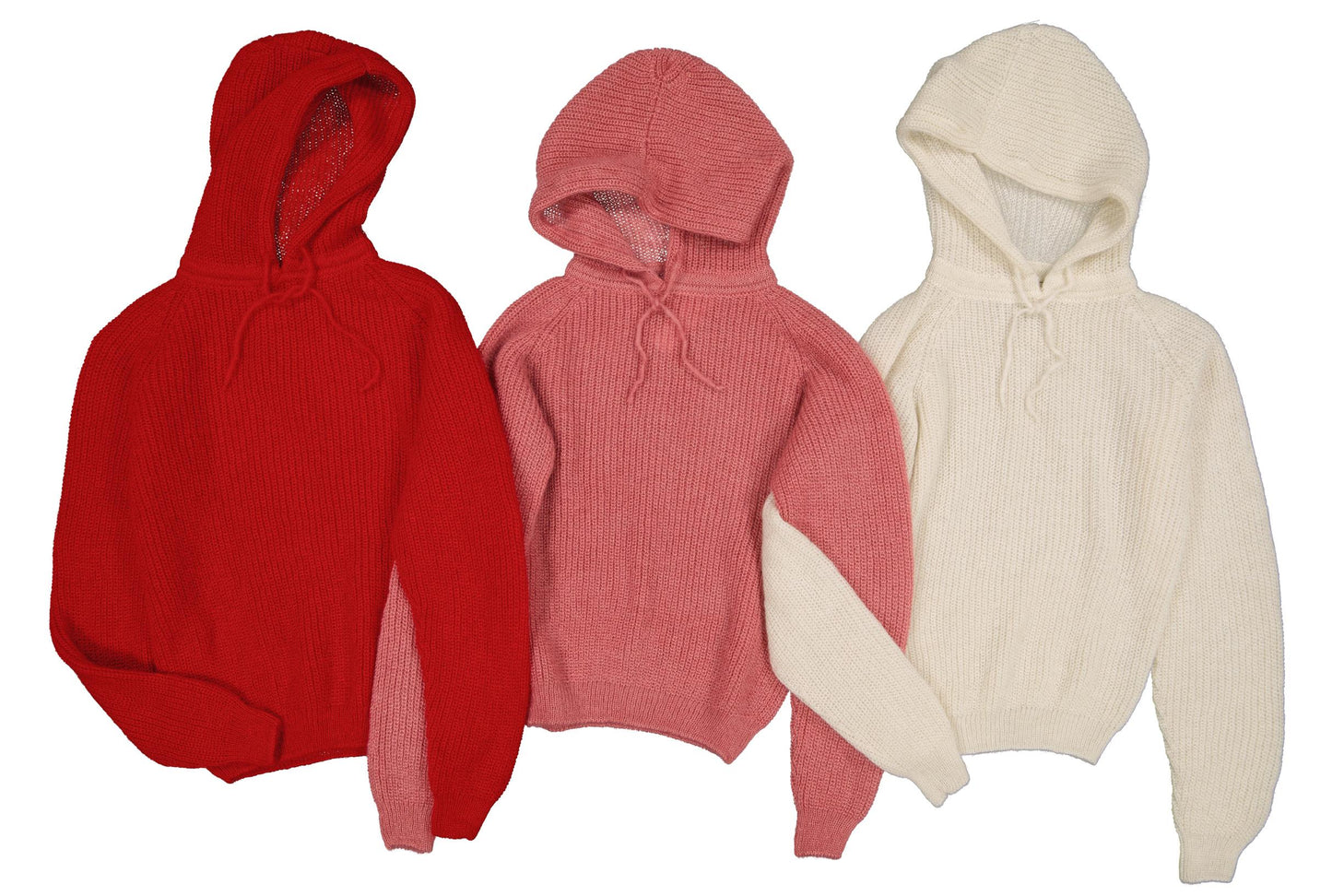 NEIGE - A hooded sweater, knitted in France CARMINE RED