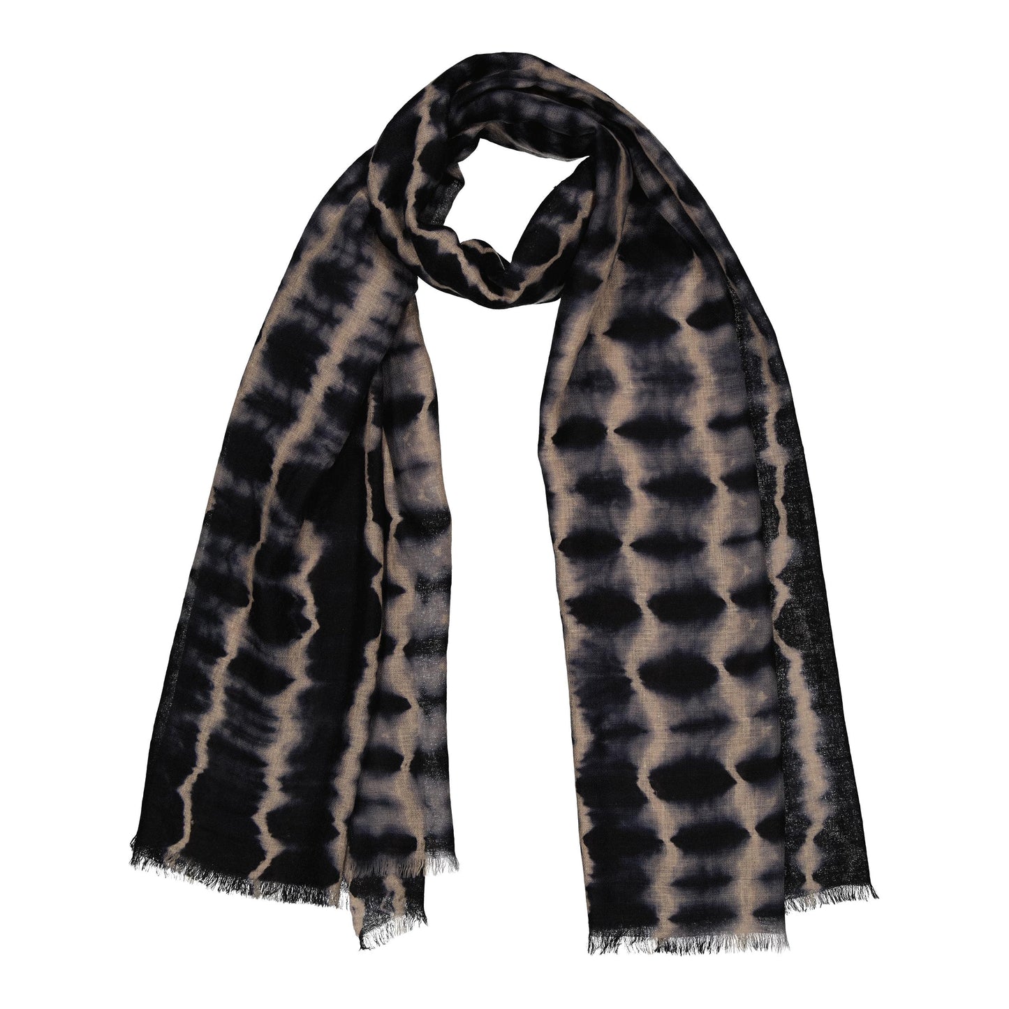 RIVE - shibori cashmere shawl BLACK