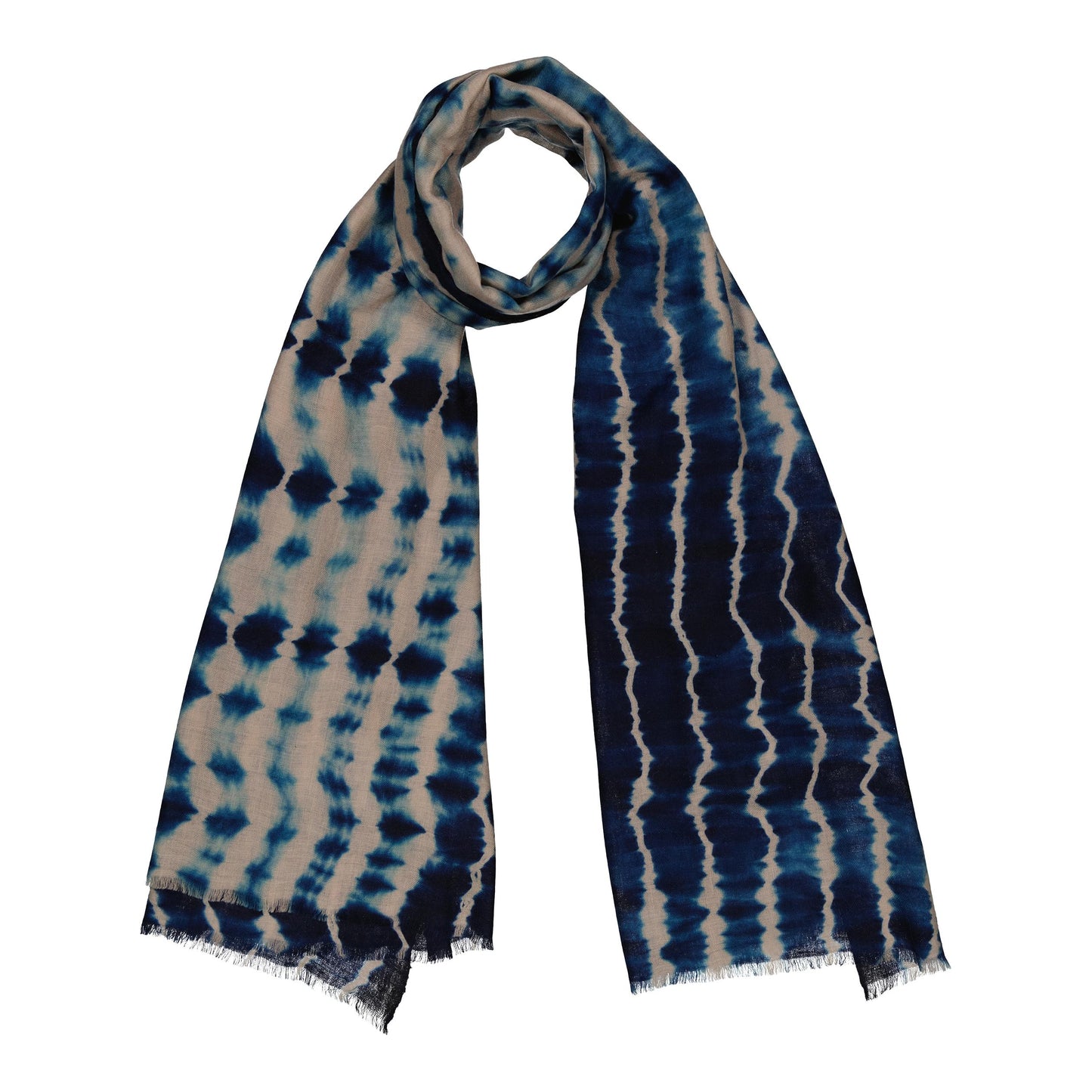 RIVE - shibori cashmere shawl INDIGO BLUE