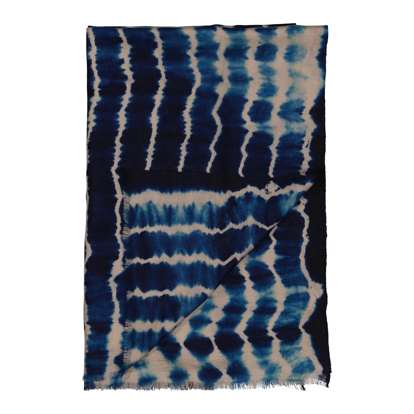RIVE - shibori cashmere shawl INDIGO BLUE