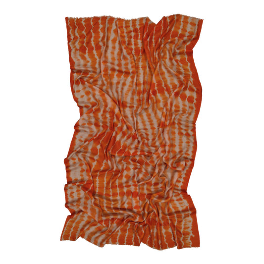 RIVE - shibori cashmere shawl ORANGE