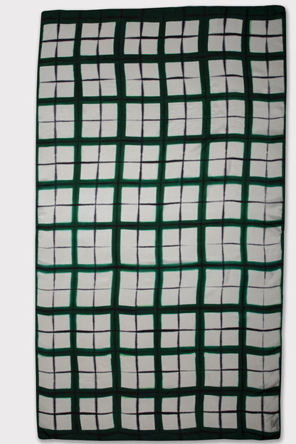 TRAME - a checkered silk scarf PERSIAN GREEN & BLACK